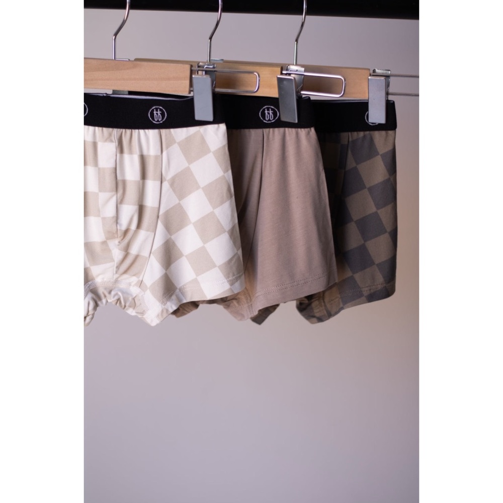 New Forever French Bamboo Boxers (3 Pack) Checkerboard Styles Size 4/5